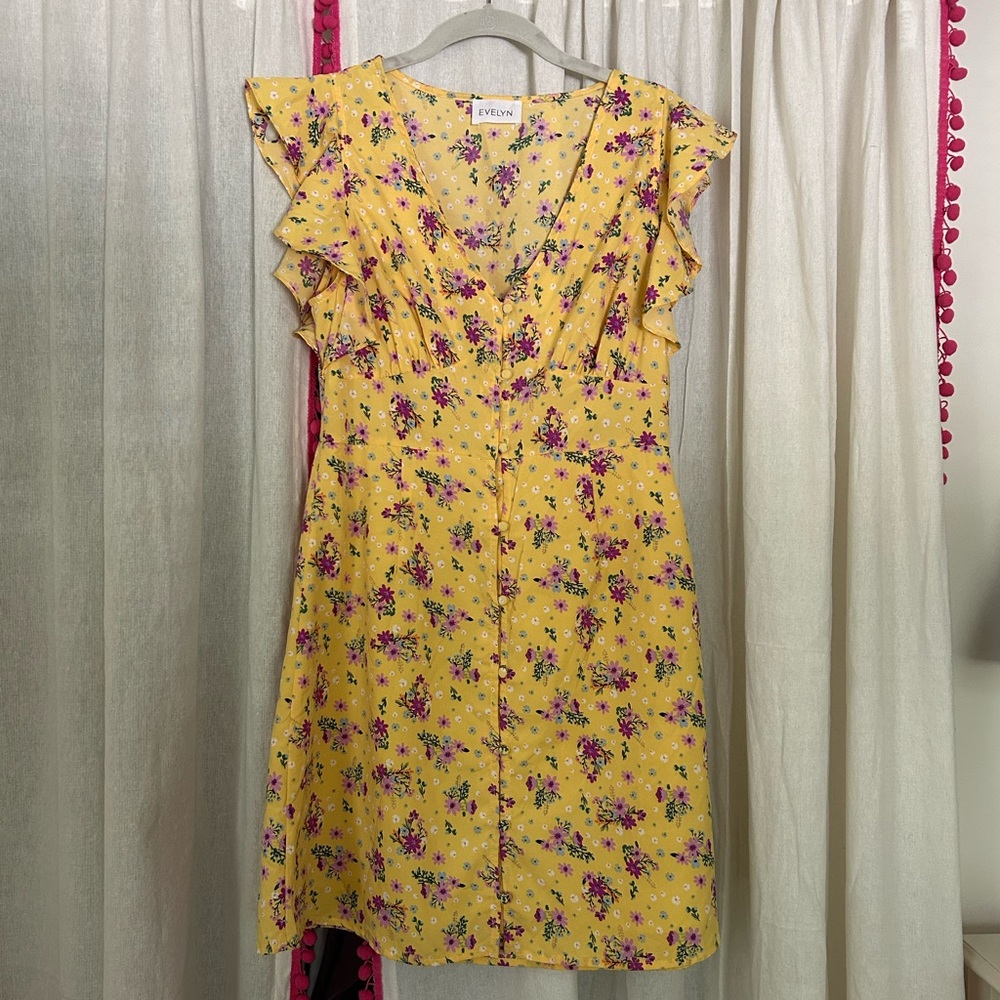 Evelyn Yellow Floral Dress
